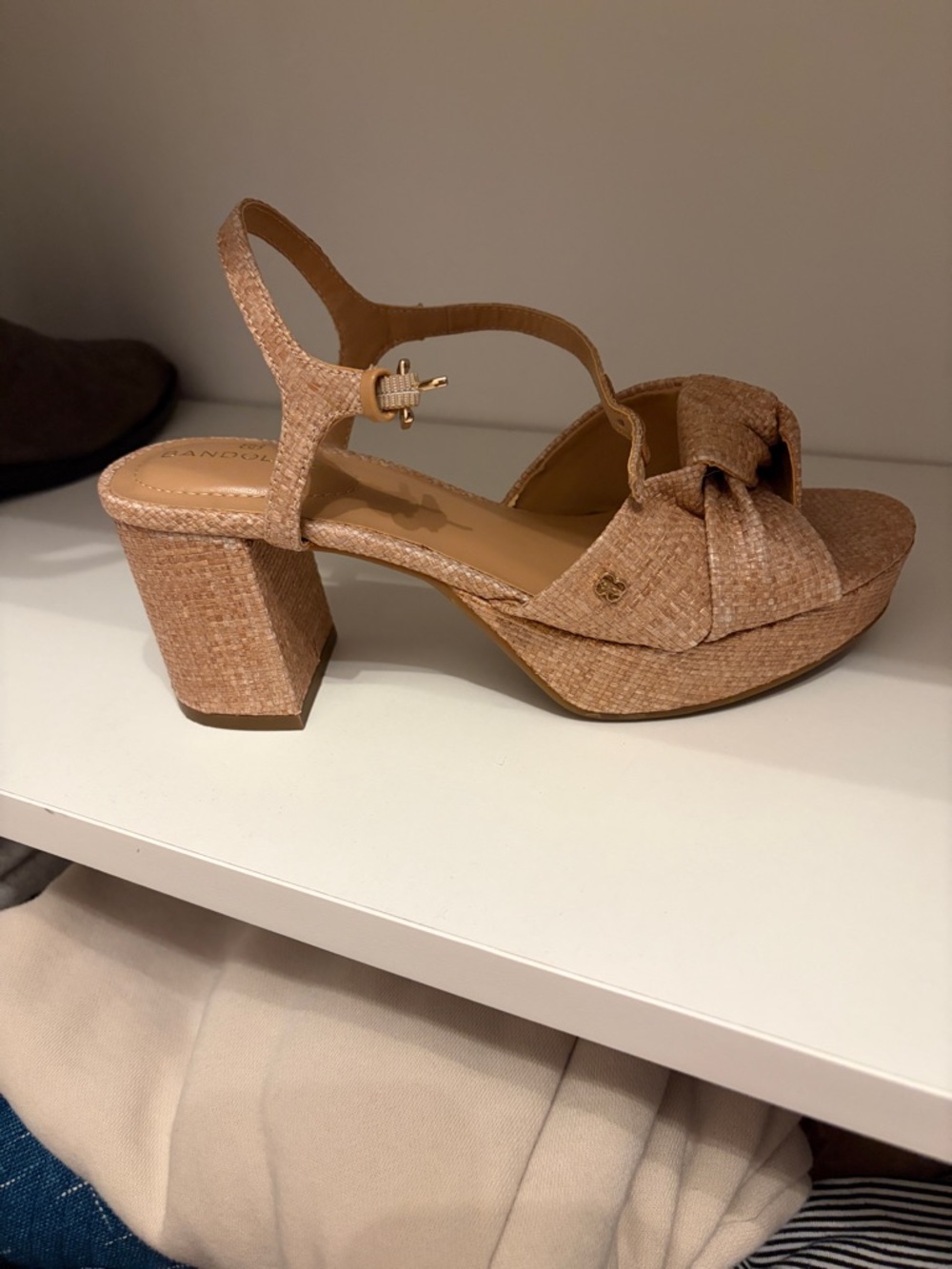 Woven Knotted Platform Sandal - Beige